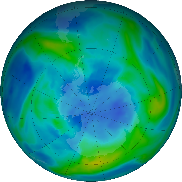 Antarctic ozone map for 15 April 2018